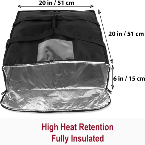Miniatura 3 de Summit Ridge Bolsa aislada para entrega de alimentos Bolsas de pizza de 20 x 20 pulgadas para entrega, con cremallera con ventilación y bolsillo