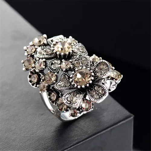 Miniatura 4 de Ai.Moichien - Anillos de diamantes de imitación chapados en plata, flor de boda, compromiso, eternidad, bandas anchas, aniversario, regalos vintage