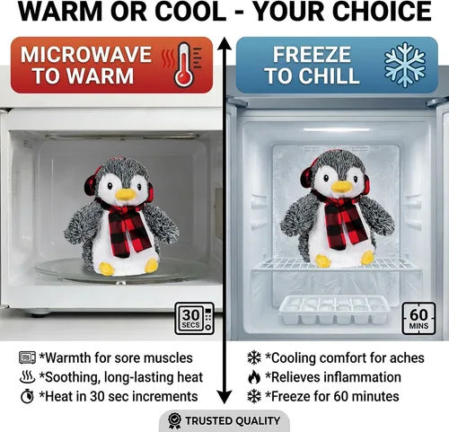 Miniatura 3 de 1i4 Group Pingüino Pennie – Animal de peluche con peso y apto para microondas – Peluche térmico para calidez – Juguete lindo, suave y acogedor