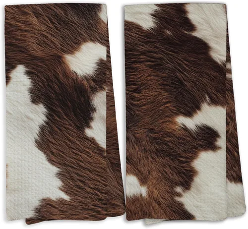 Miniatura 14 de Juego de 2 toallas de cocina retro con lazo de leopardo, decoración de baño femenina de leopardo, toallas de mano con estampado de guepardo