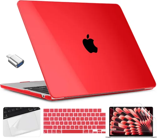 TWOLSKOO Funda compatible con M4 MacBook Air de 15 pulgadas versión 2025-2023 M4 A3241 M3 A3114 M2 A2941, carcasa rígida de plástico, protector de