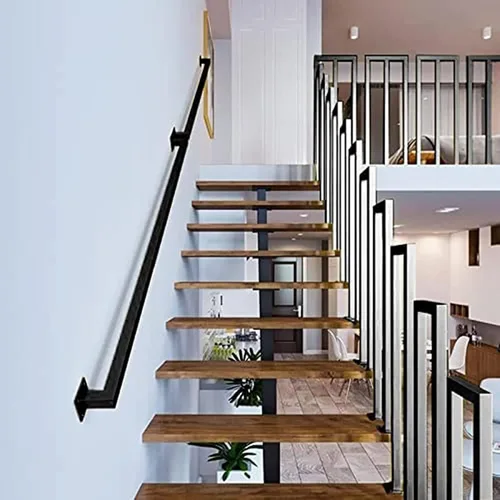 Miniatura 3 de Barandilla cuadrada industrial para escaleras, kit completo, barandillas negras de 1 a 20 pies para escalones interiores y exteriores, barra