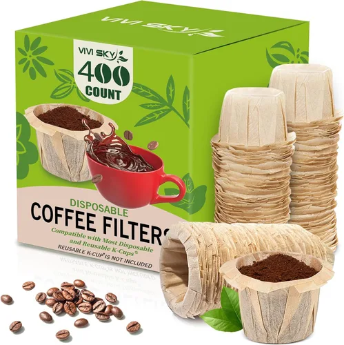Miniatura 8 de VIVI SKY Filtros de papel de café K cup con tapa, desechables para Keurig, se adapta a todas las marcas de filtros Keurig de una sola porción