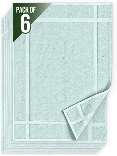 Miniatura 11 de Pearl Linens Paquete de 6 alfombrillas de baño 100% algodón de 20x30 pulgadas, suaves y absorbentes de secado rápido, juego de alfombrillas de baño
