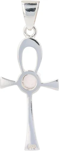 Miniatura 4 de Colgante de plata de ley Ankh con cruz egipcia con piedra lunar, Plata esterlina, Adularia