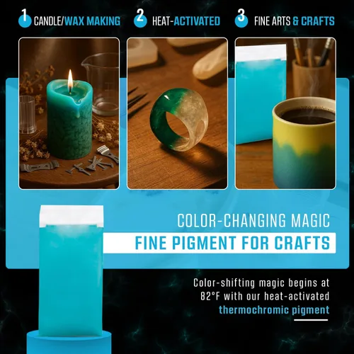 Miniatura 4 de Art 'N Glow Pigmento termocrómico que cambia de color en polvo – 0.71 onzas – sensible al calor ideal para arte – manualidades – proyectos de arte