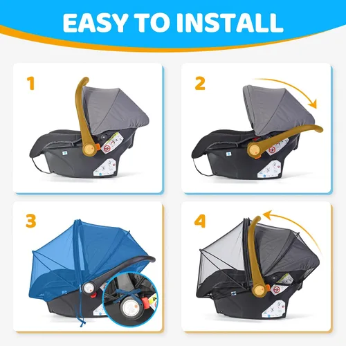 Miniatura 5 de Orzbow Mosquitera de bebé para asiento de automóvil Doona Funda de asiento de automóvil infantil de verano Funda de malla transpirable para Negro
