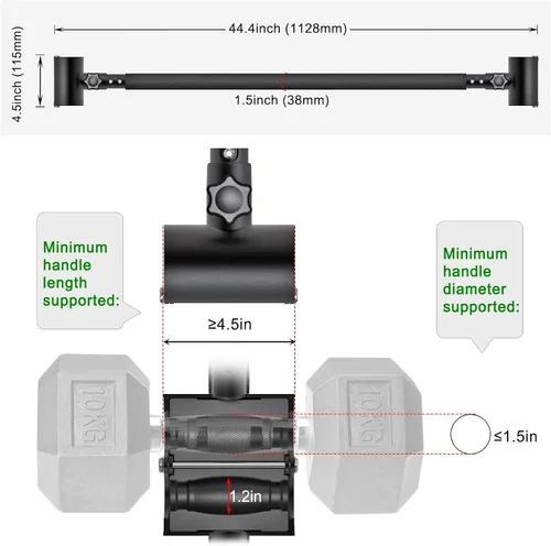 Miniatura 8 de Kipika Convertidor Ajustable de Mancuerna a Barra - Adaptador de Barra de Curling EZ - Equipo Versátil de Levantamiento de Pesas para Gimnasio