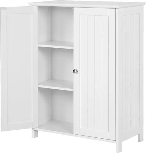 Miniatura 11 de Topeakmart Armario de piso de baño con puertas dobles Armario de almacenamiento independiente con estantes ajustables, diseño anti-caída, espresso