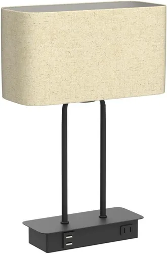 Miniatura 4 de Lámpara de mesa con control táctil regulable en 3 vías con 2 puertos USB y toma de corriente AC, lámpara moderna de mesita de noche con pantalla