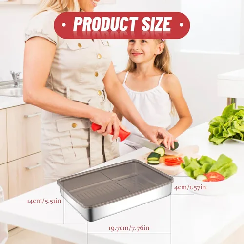 Miniatura 2 de BigKing Paquete de 2 recipientes para tocino, contenedor de queso para refrigerador, contenedor de carne para refrigerador, recipientes de acero