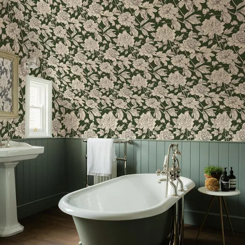 Miniatura 6 de Simon&Siff Papel Tapiz Lineal Floral, Papel Tapiz Blanco y Negro Despegar y Pegar Flores Boceto Papel de Pared Floral Removible para Dormitorio Baño