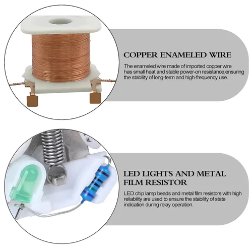 Miniatura 4 de Relé de potencia electromagnética, bobina de relé de CA de 8 pines de 10 amperios 110 V/120 V con base de enchufe, indicador LED, DPDT 2NO 2NC - 9