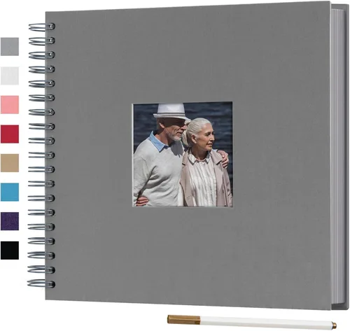 Álbum de fotos para scrapbook DIY de 10 x 10 pulgadas con cubierta de diseño de ventana, 80 páginas, libro de recuerdos de papel para manualidades