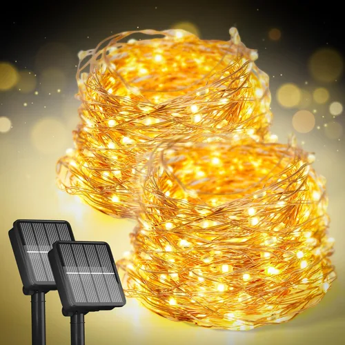 Miniatura 10 de Selarlyt Guirnalda de 200 luces LED solares de 72 pies para exteriores, luces de hadas solares para exteriores, impermeables, con 8 modos, luz