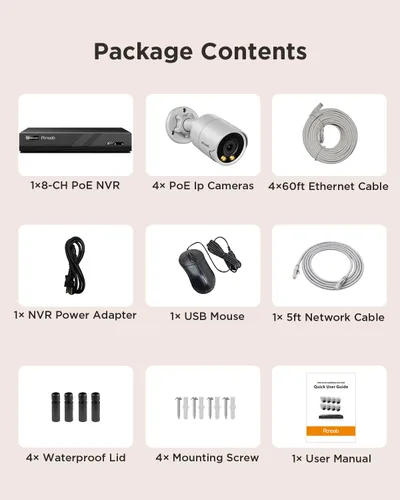 Miniatura 8 de Sistema de cámara de seguridad PoE, 4 cámaras IP con cable de 5 MP con cable para el hogar, micrófono integrado, detección de vehículos humanos