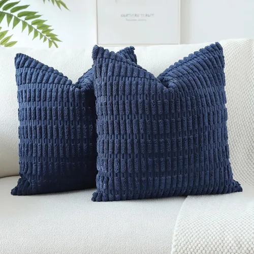 Miniatura 20 de OTOSTAR - Paquete de 2 fundas de cojín decorativas de pana suaves y a rayas estilo boho, fundas de cojín cuadradas para decoración del hogar, fundas