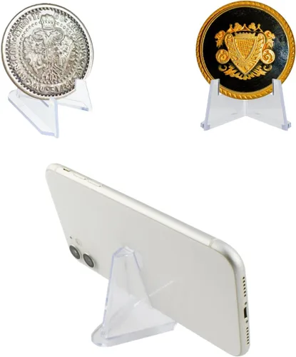Miniatura 3 de yuntop Paquete de 20 soportes de caballete de acrílico para exhibir pequeñas obras de arte, monedas, relojes de bolsillo, medallas de desafío