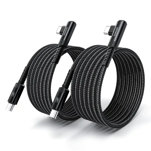 Miniatura 16 de Cable de carga USB C a USB C (3.3 pies, paquete de 2), cable de carga tipo C de 60 W, cable de carga rápida de ángulo recto USBC a USBC para iPhone