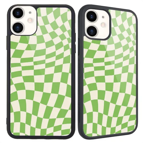 Miniatura 30 de Funda compatible con iPhone 13 para niños y mujeres, diseño divertido de cara, parte trasera dura con negro, divertido y lindo patrón de arte
