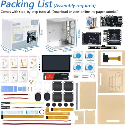 Miniatura 7 de FREENOVE Raspberry Pi 5 Case Kit Pro (con 1 unidad de estado sólido SSD de 128 GB), ranuras SSD M.2 NVMe duales, 5 ventiladores PWM ARGB