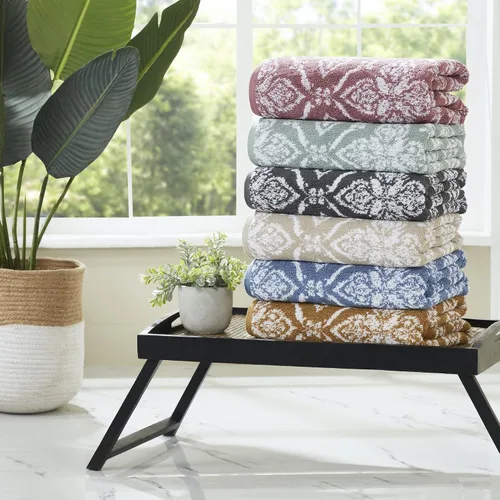 Miniatura 5 de Modern Threads Amaris - Juego de 6 toallas reversibles de jacquard teñido con hilo, toallas de baño, toallas de mano y paños de lavado