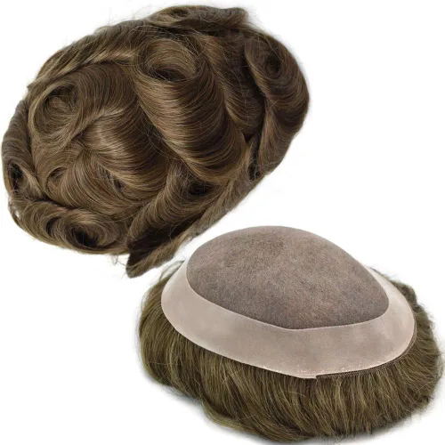 Miniatura 17 de Toupee - Sistema de cabello humano de repuesto para hombre, postizo fino monofilamento de piel de polietileno duradero alrededor de monofilamento