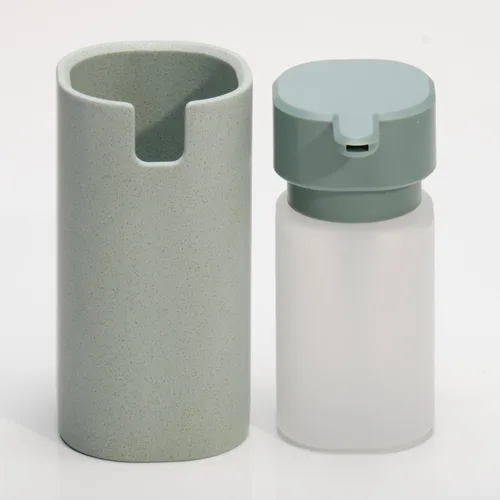 Miniatura 5 de LINE+ARC Moderno Dispensador de Jabón Fácil de Presionar (Ártico). Lindo Dispensador de Loción Líquida para Baño, Cocina y Fregadero en Mármol Azul
