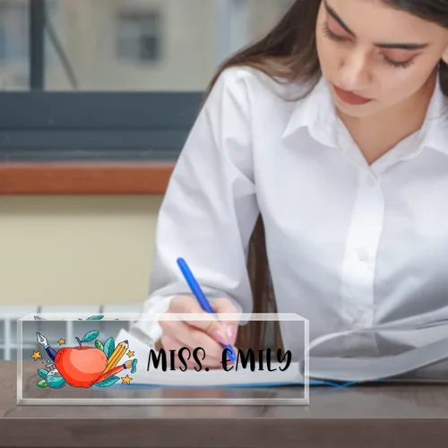 Miniatura 2 de Placa de nombre de escritorio personalizada, placa de identificación acrílica personalizada para decoración de escritorios, regalos de Al profesor