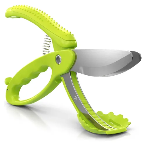 Miniatura 19 de Tijeras de cocina 2 en 1 para alimentos – Cuchillo de tomate de acero inoxidable de 9.5 pulgadas para picar verduras, frutas, queso, carne