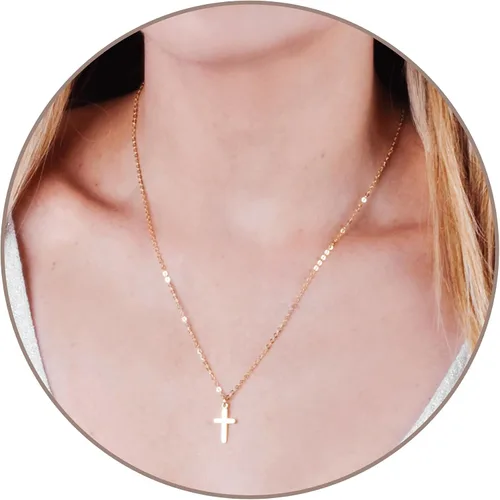 Collar de cruz de oro para mujer, collares con colgante de cruz minimalista, longitud de 16 a 18 pulgadas, joyería cristiana hecha a mano, regalo