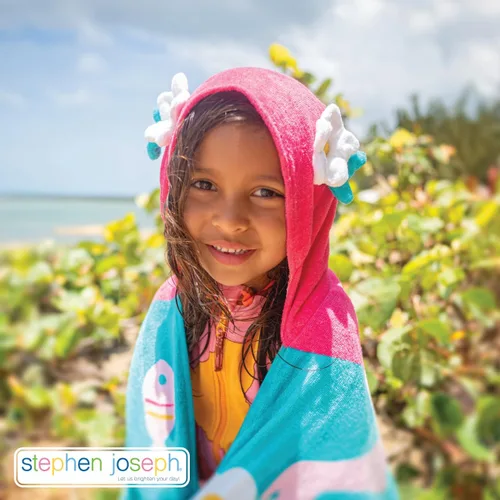 Miniatura 2 de Stephen Joseph, Toalla de playa con capucha para niños y niñas (3-8 años), toalla de baño tipo poncho con capucha, algodón suave y absorbente
