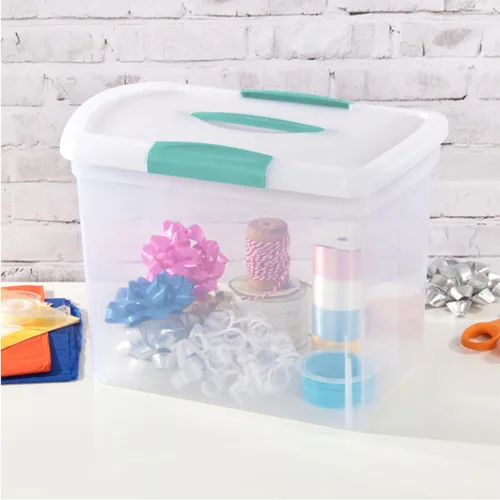 Miniatura 5 de Sterilite Papelera apilable grande de almacenamiento ShowOffs, organizador con cierre con asa, caja de plástico para organización de archivos