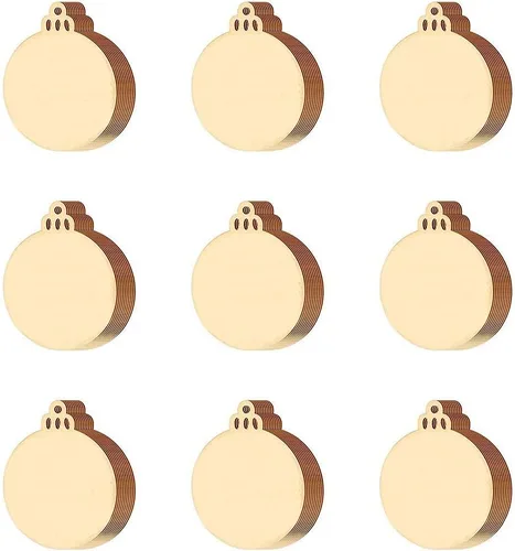 Miniatura 9 de 100 piezas de rebanadas de madera, adornos de madera de Navidad sin terminar, adornos colgantes, manualidades para arte, manualidades, decoración