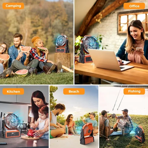 Miniatura 6 de Ventilador de camping recargable CosyHack, ventilador a batería con luces, ventiladores de playa al aire libre para tienda de campaña, 4