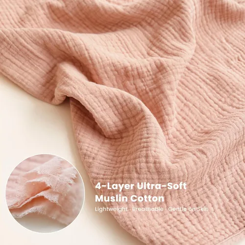 Miniatura 4 de Konssy Paquete de 2 Toallas con Capucha de Muselina para Bebé, 100% Algodón, Toallas de Baño para Bebé Suaves y Absorbentes para Recién Nacidos