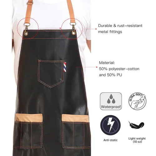 Miniatura 3 de PERFEHAIR Delantal de peluquero duradero para estilistas – impermeable y suave, con 3 bolsillos útiles – perfecto para salón, cosmetología y aseo