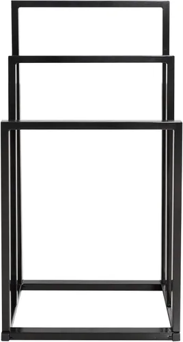 Miniatura 4 de BOFENG Toallero de metal negro de 3 niveles, cromado, alto, industrial, moderno, independiente para accesorios de baño, organizador