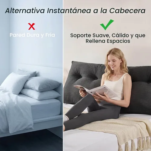 Miniatura 2 de Sasttie - Almohada de cabecero completa, almohada de cuña para cabecero para sentarse en la cama, cojín triangular de apoyo para la espalda