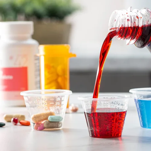 Miniatura 3 de GUSTO [300 unidades – 1 onza] Taza medidora de medicina desechable de plástico para medicina líquida, epoxi y píldoras, paquete anteriormente cómodo