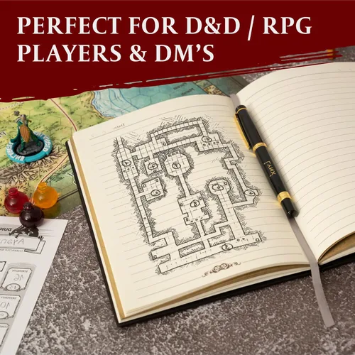 Miniatura 5 de Cuaderno / Diario DND, Libro Único de 200 Páginas con Cubierta de Falso Cuero con Dragón de Bronce en 3D con Lápiz - Ideal para Dungeons & Dragons