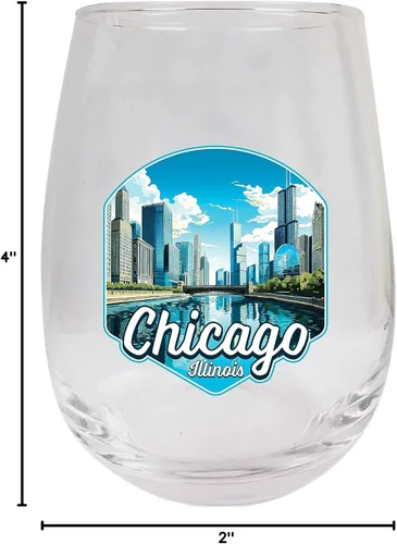 Miniatura 5 de Chicago Illinois A Souvenir - Copa de vino (15 oz)