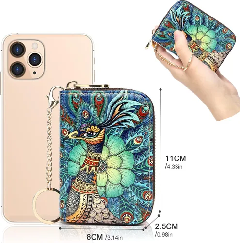 Miniatura 5 de APHISON - Tarjetero con protección RFID, carteras , funda para tarjetas de cuero con cremallera para mujerniñacaja regalo