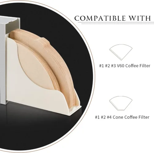 Miniatura 2 de Soporte de filtro de café en forma de cono – Soporte de filtro de papel plateado esmerilado para verter sobre café, dispensador para mostrador