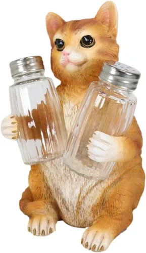 Miniatura 3 de Ebros Gift Gatito felino peludo de cristal para salero y pimentero, figura de 8.25 pulgadas de alto, loco para gatos, gatito, decoración de mascotas