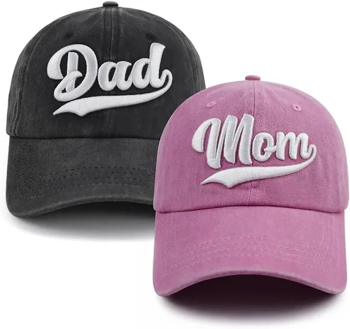 Miniatura 3 de 2 gorras de béisbol de algodón bordadas en 3D para mamá y papá, regalo para parejas y padres