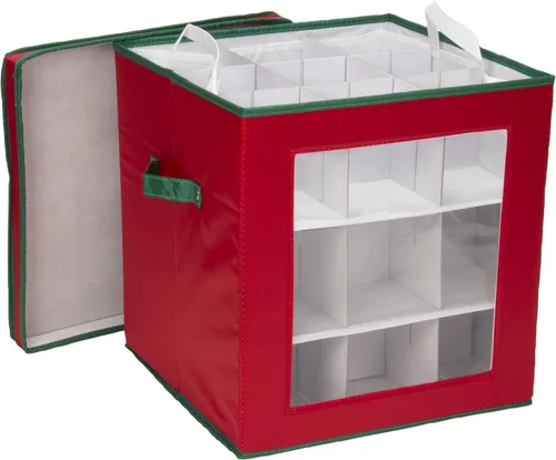Miniatura 15 de Household Essentials Caja de almacenamiento para adornos, 36 piezas con divisores, resistente y apilable con asas y ventana de plástico