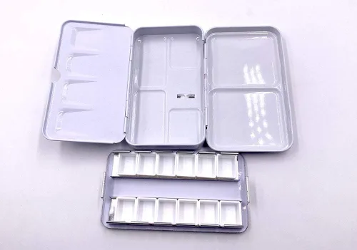 Miniatura 3 de Aliotech Travel Artist - Caja vacía de acuarela, caja de pintura con paleta, lata pequeña colorida con 12 medias bandejas (colorido)