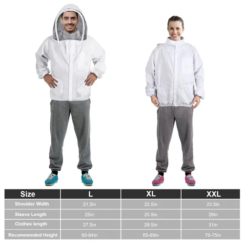 Miniatura 6 de Chaqueta de apicultura para hombres y mujeres, chaqueta de abeja de polialgodón con capucha de velo, chaqueta de apicultor, suite de apicultor