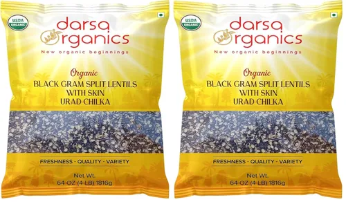 Miniatura 11 de Darsa Organics Split Urad Dal (Chilka) 2 libras - Lentejas orgánicas negras con piel - Lentejas ricas en proteínas sin OMG con certificación USDA